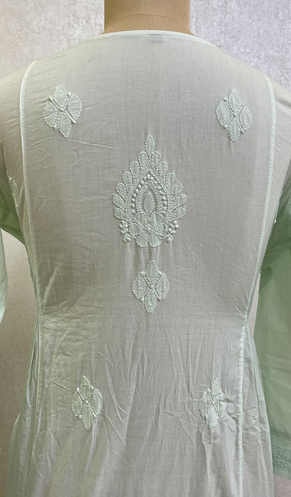 Lakhnavi 手工制作棉质 Chikankari 上衣 - HONC0111341