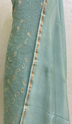 Load image into Gallery viewer, Women's Lakhnavi Handcrafted Chanderi Silk Chikankari Full Suit Material - HONC067420