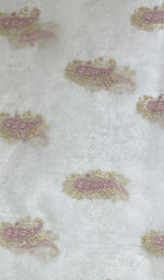 将图像加载到图库查看器中, Lucknowi 手工纯欧根纱丝绸 Chikankari Dupatta - Honc0117063