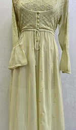 Load image into Gallery viewer, Women's Lakhnavi Handcrafted Viscose Georgette Chikankari Bajirao Dress - HONC098672