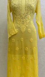 将图像加载到图库查看器中, Women's Lakhnavi Handcrafted Viscose Georgette Chikankari Kurti - HONC0105284