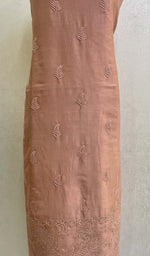 Load image into Gallery viewer, Women's Lakhnavi Handcrafted Chanderi Silk Chikankari Unstitched Kurti Fabric - Honc091931