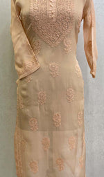将图像加载到图库查看器中, Women's Lakhnavi Handcrafted Organza Chikankari Kurti - HONC0104537