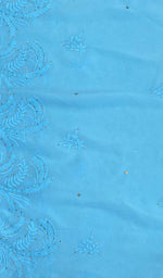 将图像加载到图库查看器中, 勒克瑙手工制作粘胶乔其纱 Chikankari Dupatta - Honc095703