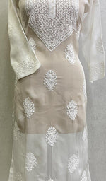 Load image into Gallery viewer, Women's Lakhnavi Handcrafted Organza Chikankari Kurti - HONC0105942