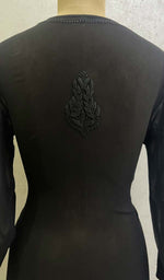 将图像加载到图库查看器中, Lucknowi 手工粘胶乔其纱 Chikankari Kurta Palazzo 带 Dupatta 套装 - HONC0113553