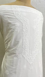 Load image into Gallery viewer, Lucknowi Handcrafted White Cotton Chikankari Unstitched Men's Kurta Fabric - HONC0124121