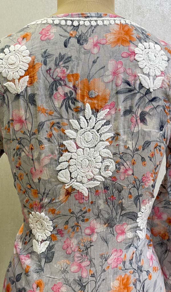 Women's Lucknowi Printed Handcrafted Cotton Chikankari Kurti - HONC0130585