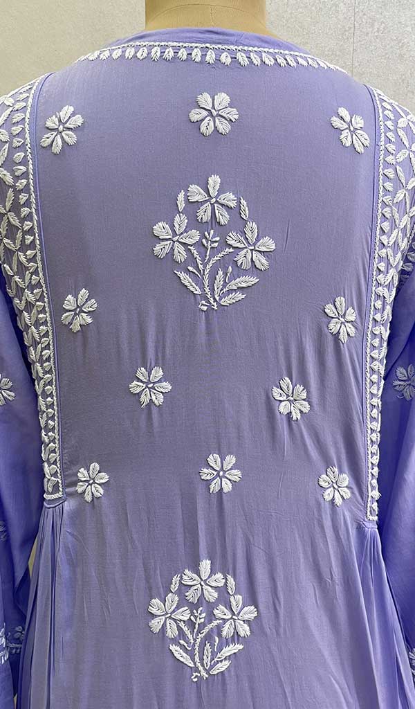Sifa Women's Lucknowi Handcrafted Modal Cotton Chikankari Gown - HONC0122081
