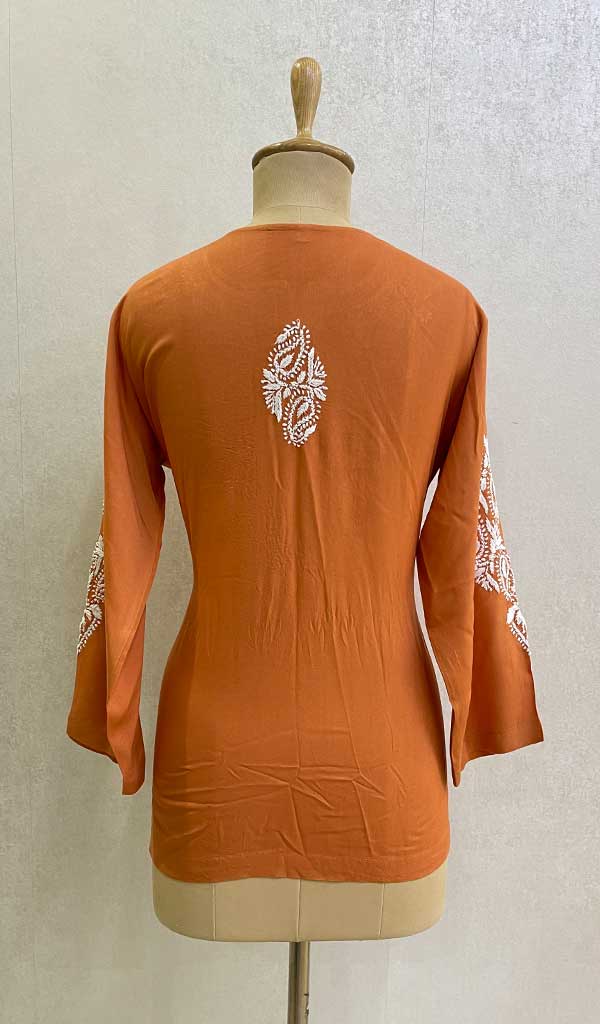 Lakhnavi 手工莫代尔棉 Chikankari 上衣 - HONC0131785