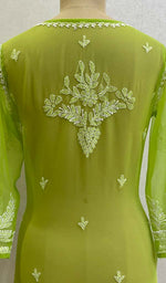 Load image into Gallery viewer, Women's Lakhnavi Handcrafted Faux Georgette Chikankari Top - HONC0106261