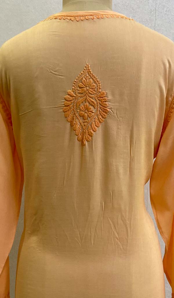 Lakhnavi 手工莫代尔棉 Chikankari 上衣 - HONC0084907