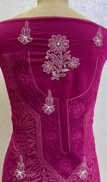 Load image into Gallery viewer, لکھنؤی ہاتھ سے تیار شدہ غلط جارجٹ چکنکاری سوٹ میٹریل