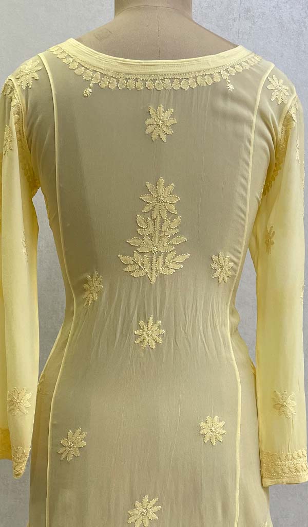 Lucknowi 手工粘胶乔其纱 Chikankari 上衣 - HONC0133213
