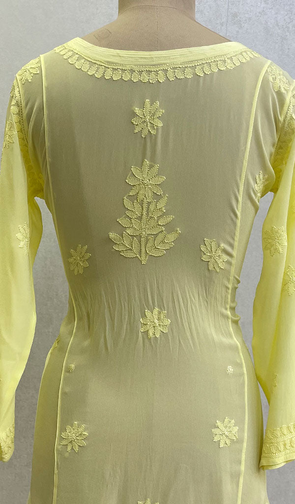 Lucknowi 手工粘胶乔其纱 Chikankari 上衣 - HONC0133138