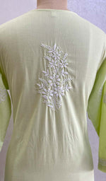 Load image into Gallery viewer, Tayeba Women's Lakhnavi Handcrafted Mulmul Cotton Chikankari Kurti- HONC0133788