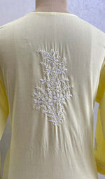 将图像加载到图库查看器中, Lakhnavi 手工制作 Mulmul 棉 Chikankari Kurti- HONC00133760