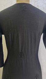 将图像加载到图库查看器中, 勒克瑙维手工制作 Chanderi 丝绸 Chikankari Kurti - HONC090055