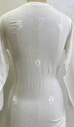 将图像加载到图库查看器中, 勒克瑙手工制作的人造丝 Chikankari Kurti - HONC077804