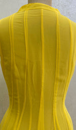 将图像加载到图库查看器中, Lakhnavi 手工制作人造乔其纱 Chikankari 连衣裙 - HONC0137224