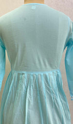 将图像加载到图库查看器中, Lakhnavi 手工制作 Mulmul 棉 Chikankari KurtI- HONC0136801