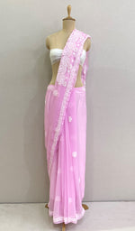 将图像加载到图库查看器中, Women's Lucknowi Handcrafted Faux-Georgette Chikankari Saree - HONC0196357