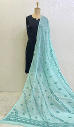 Load image into Gallery viewer, Women's Lucknowi Handcrafted Kota Cotton Chikankari Dupatta - HONC0120284
