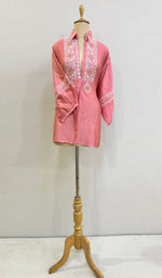 将图像加载到图库查看器中, Fiza Women's Lakhnavi Handcrafted Chanderi Silk Semi- Stiched Chikankari Top - HONC0227626