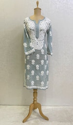 Load image into Gallery viewer, Women's Lucknowi Printed Handcrafted Cotton Chikankari Kurti - HONC0130544