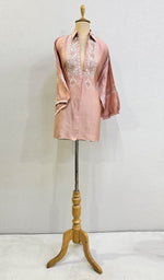 将图像加载到图库查看器中, Fiza Women's Lakhnavi Handcrafted Chanderi Silk Semi- Stiched Chikankari Top - HONC0127623