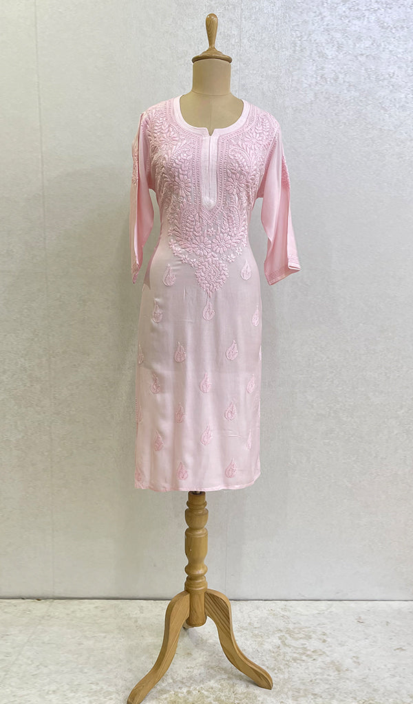 Women's Lucknowi Handcrafted Modal Cotton Chikankari Kurti - HONC0142408