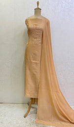 将图像加载到图库查看器中, Women's Lakhnavi Handcrafted Chanderi Silk Chikankari Full Suit Material- HONC0128592