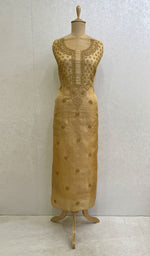 Load image into Gallery viewer, Women's Lakhnavi Handcrafted Tussar Silk Chikankari Unstitched Kurti Fabric - Honc0109223