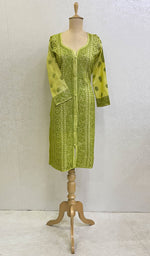 Load image into Gallery viewer, Women's Lakhnavi Handcrafted Tussar Silk Chikankari Kurti - HONC0109229