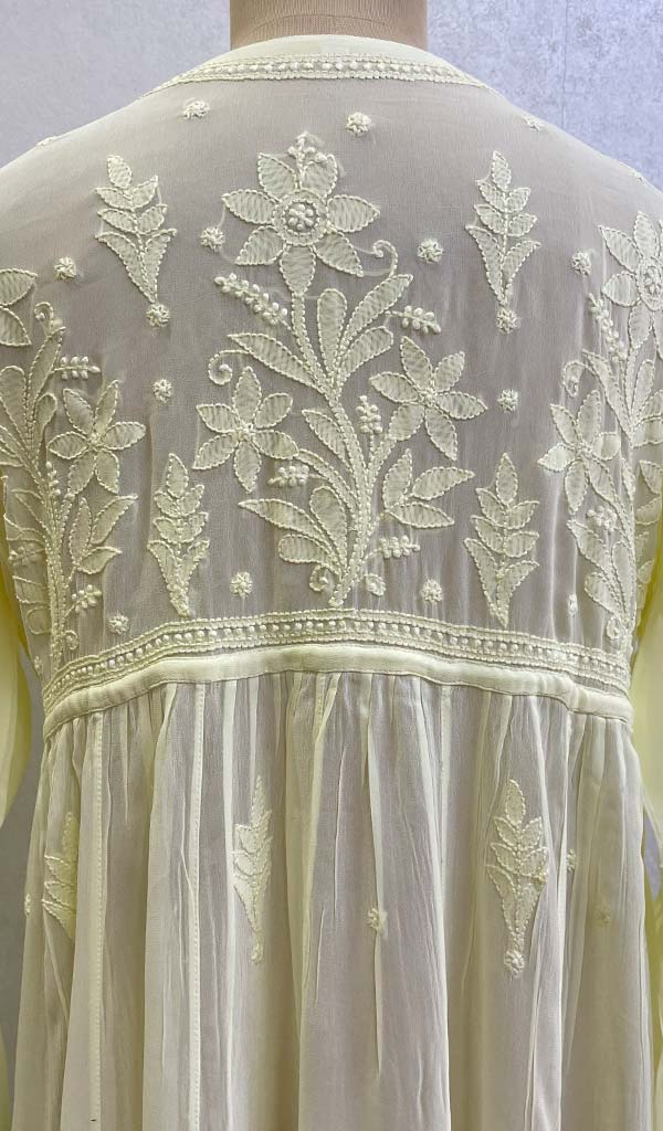 Women's Lakhnavi Handcrafted Viscose Georgette Chikankari Gown - HONC0986820