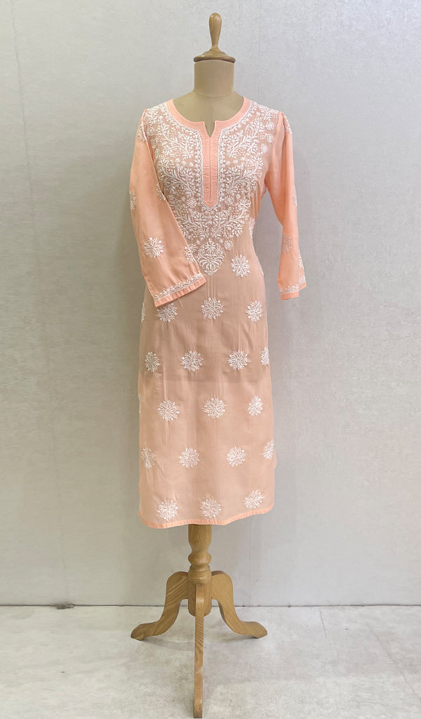 Rubina Women's Lucknowi Handcrafted Cotton Chikankari Kurti-HONC0161124