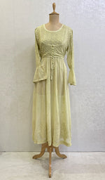 Load image into Gallery viewer, Women's Lakhnavi Handcrafted Viscose Georgette Chikankari Bajirao Dress - HONC098672