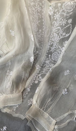 Load image into Gallery viewer, Women's Lakhnavi Handcrafted Semi Stitched Pure Organza Chikankari Top - HONC0216804