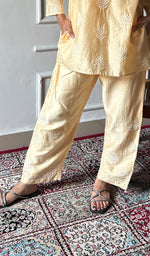 Load image into Gallery viewer, Women's Lakhnavi Handcrafted Chanderi Silk Chikankari Top And Pant Set - HONC0360725