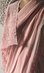 将图像加载到图库查看器中, Women's Lakhnavi Handcrafted Viscose Georgette Chikankari Saree - HONC0329021
