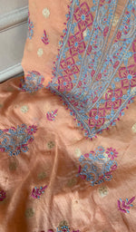 Load image into Gallery viewer, Women's Lakhnavi Handcrafted Mul Chanderi Unstitched Chikankari Full Suit - HONC0352034