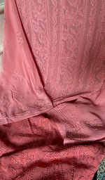Load image into Gallery viewer, Women's Lakhnavi Handcrafted Viscose Georgette Semi - Stitched Chikankari Anarkali 3pc Set - HONC0358490