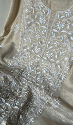 Load image into Gallery viewer, Women's Lakhnavi Handcrafted Tissue Chanderi Chikankari Unstitched Kurta And Dupatta Set- HONC0242483