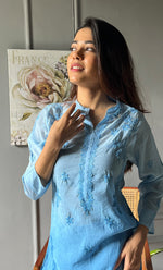 Load image into Gallery viewer, Rashida Women's Lakhnavi Handcrafted Muslin Chikankari Kurta And Pant Set - HONC0300558