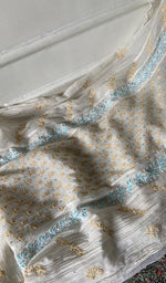 Load image into Gallery viewer, Saziya Women's Lakhnavi Handcrafted Mul Chanderi Semi - Stitchd Kurta And Dupatta Set - HONC0307231