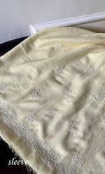 将图像加载到图库查看器中, Lucknowi Handcrafted Maheshwari Mul chanderi Chikankari Unstitched Unisex Kurta Fabric - HONC0307159