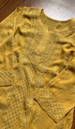 将图像加载到图库查看器中, Umnaaz Women's Lakhnavi Handcrafted Viscose Georgette Chikankari Kurti- HONC0301078