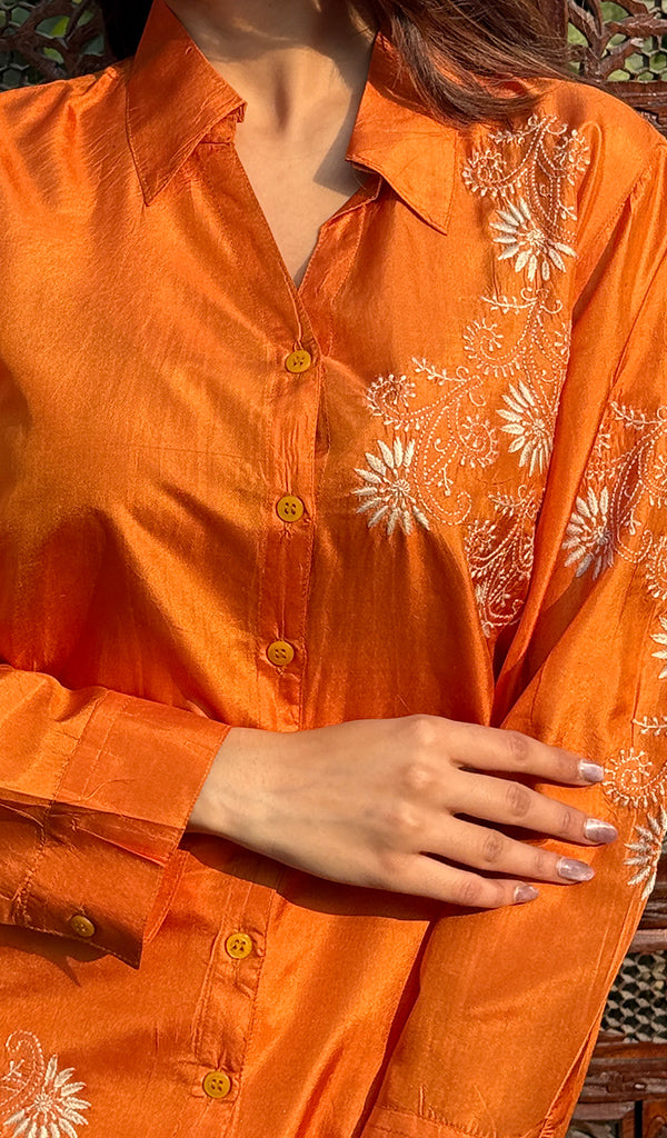 Pure banglore silk top with fine Chikankari