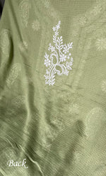 Load image into Gallery viewer, Alishba Women's Lucknowi Handcrafted Kota Cotton Chikankari Unstitched Kurta And Dupatta Set - HONC0312652