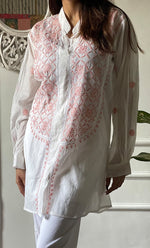Load image into Gallery viewer, Women's Lakhnavi Handcrafted Mul Chanderi Chikankari Top - HONC0312906